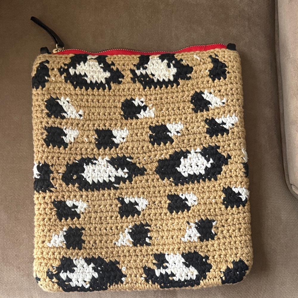 Clare V Leopard Print Crochet Pouch - Picture 2 of 3